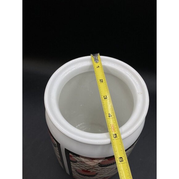 You and Me by Jessie Steele Ceramic Cookie Jar Kitchen Red Cherries “Cookies” - Picture 7 of 15